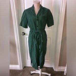 Ming Green Button-Up Midi Dress size 4